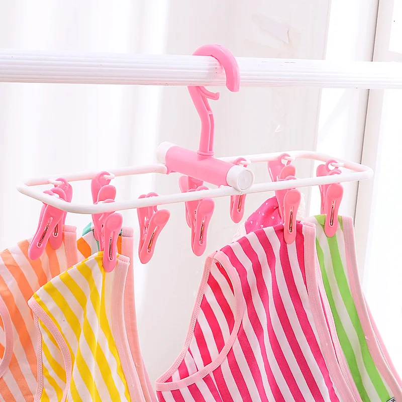 12pcs/Set Multifunctional Sock Drying Clip Cloth Hanger Household Home Hanging Dripping Water Foldable Clip Bathroom Accessories 5