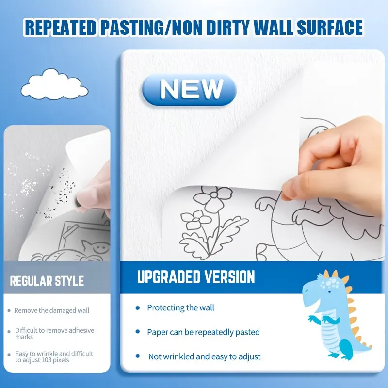 Defilare cu imagine graffiti pentru copii Defilare cu imagine de colorat Defilare lungă de trei metri Model nerepetat Nu murdar Peretele poate fi atașat_voghion.com
