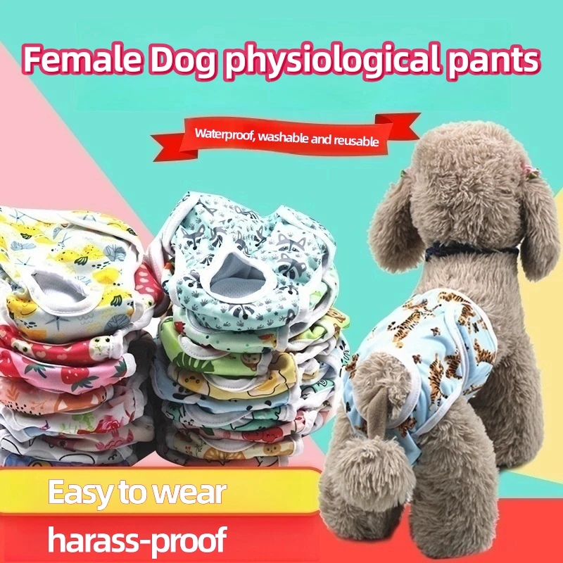 Washable Female Pet Physiology Pants Printed Anti-Nuisance Diaper Easy to Wear and Reusable Suitable for Menstruating Girl Dog For Pet Diapers Dog Diapers Dog Nappies