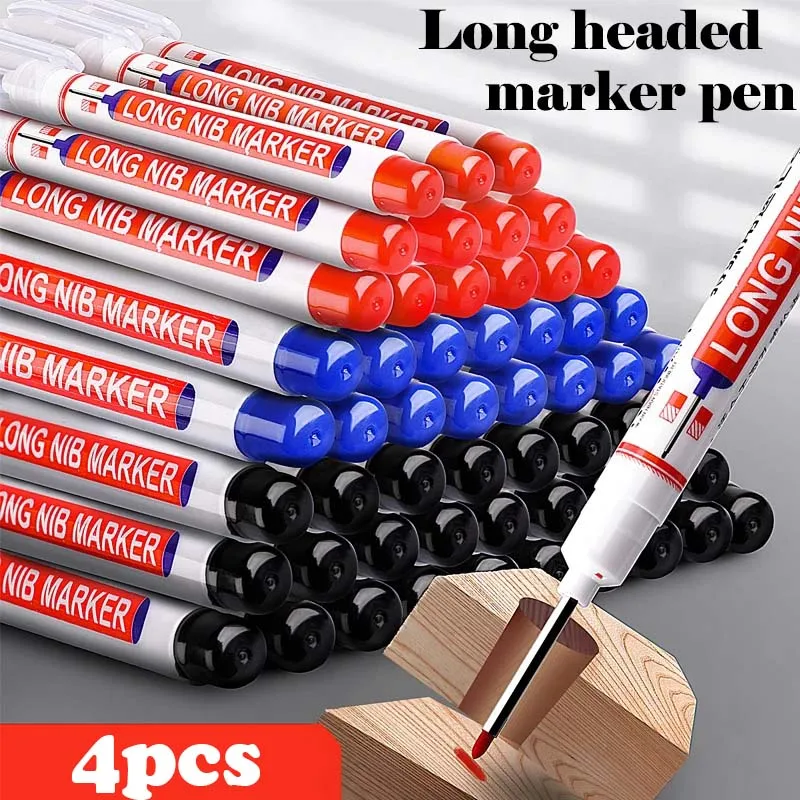 Long Nib Markers Pen 4Pcs/Set For Metal Perforating Waterproof Bathroom Woodworking Decoration