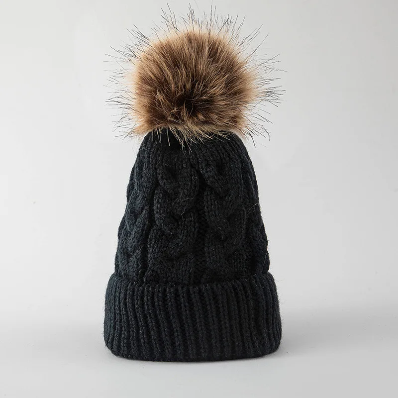 

Women Knitting Beanies Hat Wool Fashion Solid Color Cap Simple Knitted Thickening Men Winter Warm Hat