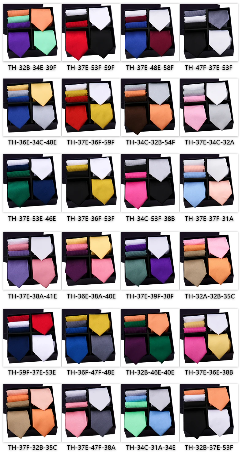 Herren-Krawatte, 3 Sets in Geschenkbox, einfarbig, gestreift, Krawatte, Taschentuch für Herren, Gravata, Hochzeit, formelle Business-Anzug-Accessoires – Detail 5