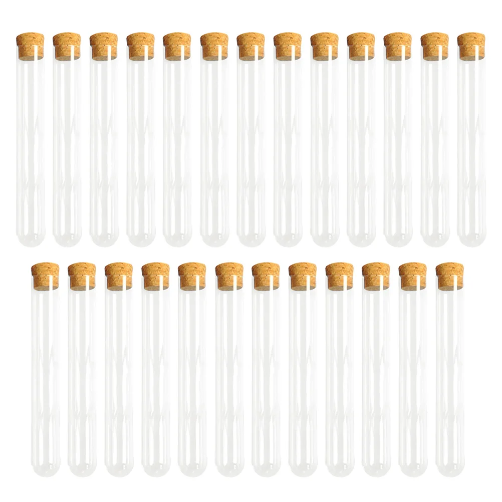 

TOYANDONA 25pcs Test Tubes Clear Round Bottom Tube with Wood Cork Stoppers for Scientific Experiments DIY Craft Supplies Party