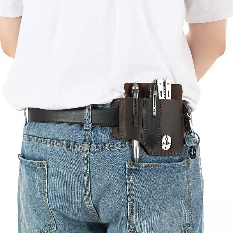 Multifunctional Waist Bag Tool Sheath EDC Leather Multifunctional Flashlight Holster Storage Bag Pen Sheath Pocket Storage Bag 5
