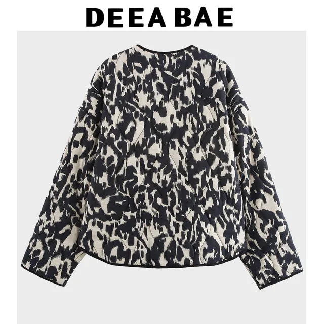 DEEABAE Foreign Trade Women's Clothing New Style, Fashionable And Versatile, Animal Pattern Printed Cotton Jacket Jacket 3