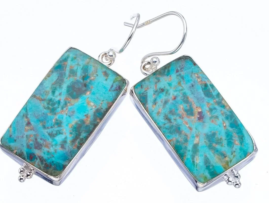 

Серьги «хризоколла» ручной работы из серебра 1,75 дюйма F6301