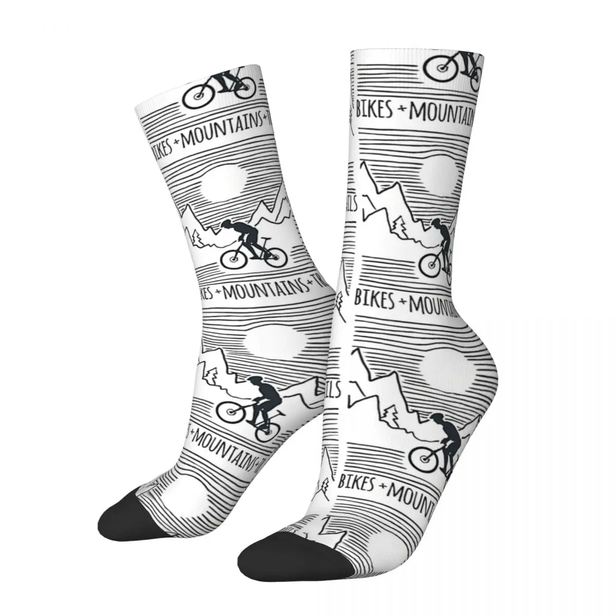 

Men's Socks Mountains Trails Downhill Mountains Downhill Bike Bicycle MTB Hip Hop Seamless Crew Crazy Sock Gift Pattern Printed