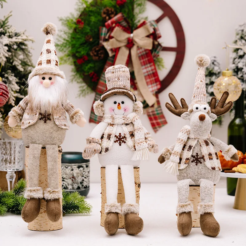 Christmas Snowman Telescopic Doll New Knitted Elk Doll Window Scene Christmas Decoration Merry Christma Gift Happy New Year