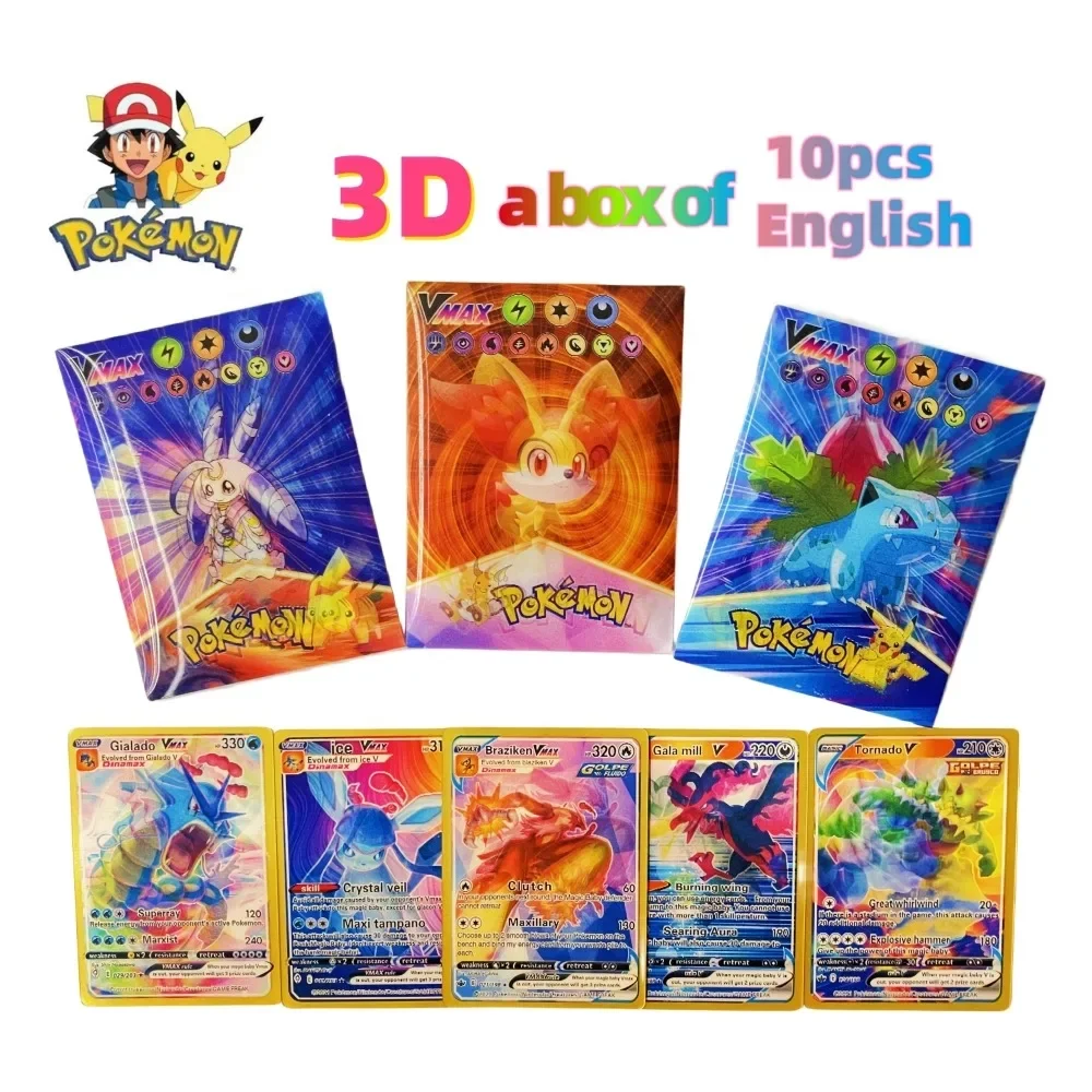 2024 60Pcs Pokemon 3D Shining Rainbow Cards English Vmax Gx Charizard Pikachu Trading Game Collection Battle Card Giocattoli Per Bambini