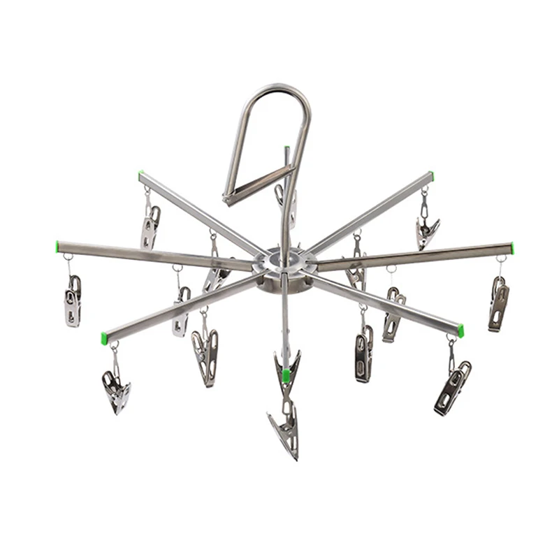 

10/16/20/24/35 Clips Foldable Clothes Rack Hanger Airer Stainless Steel Underwear Sock Flat Head Rust Resistant Strong Grip Clip