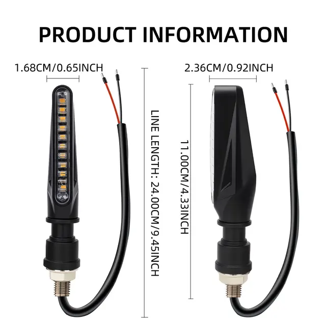 2PCS Motorcycle LED Turn Signal Light Universal DRL Amber Flowing Blinker Indicator Motorcycle Flashing Light Tail Lamp