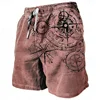 Vintage Compass Pattern Beach Short For Men Fashion Trend Summer 3D Printed Swim Trunks Loose Drawstring Streetwear Short Pants 5