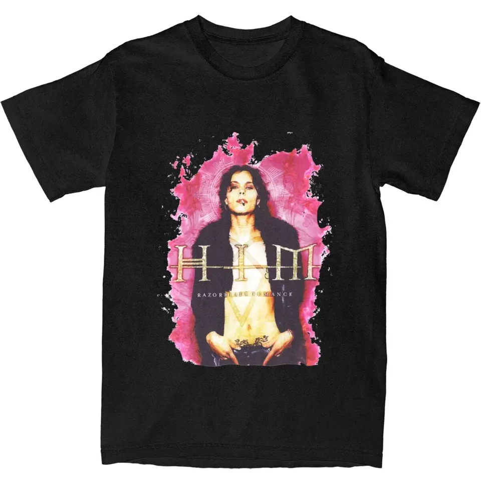 Him Band Ville Valo Heart Pattern Metal T-Shirt