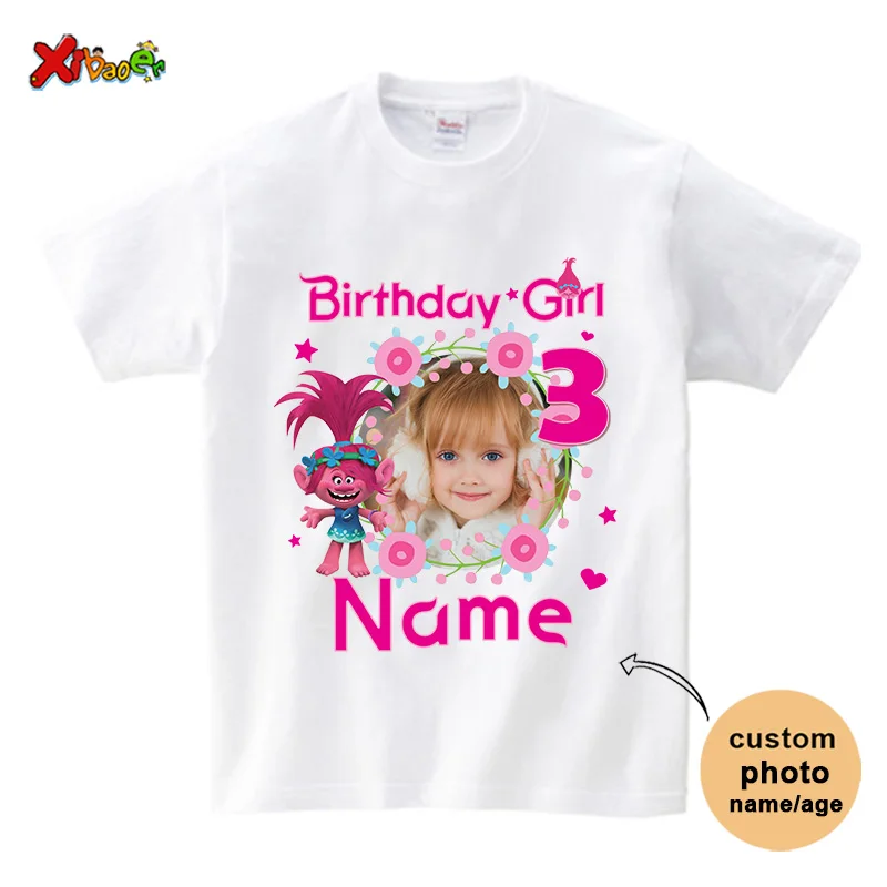 Birthday Tshirts for Family Matching Outfits Girl T Shirt Shirt Birthday Party Clothing Outfit Personalized Name Photo Shirt 3rd 3