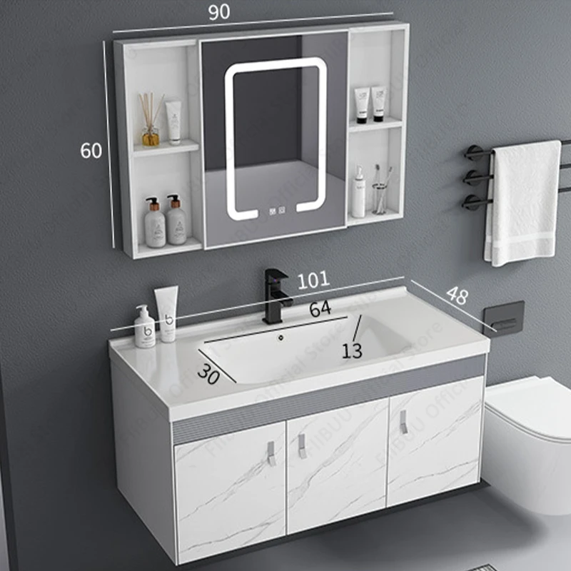 Modern Luxury Bathroom Vanity Large Capacity Washbasin Vanity Cabinet Wall Mount With Sink Integrated Bathroom Storage Furniture 5