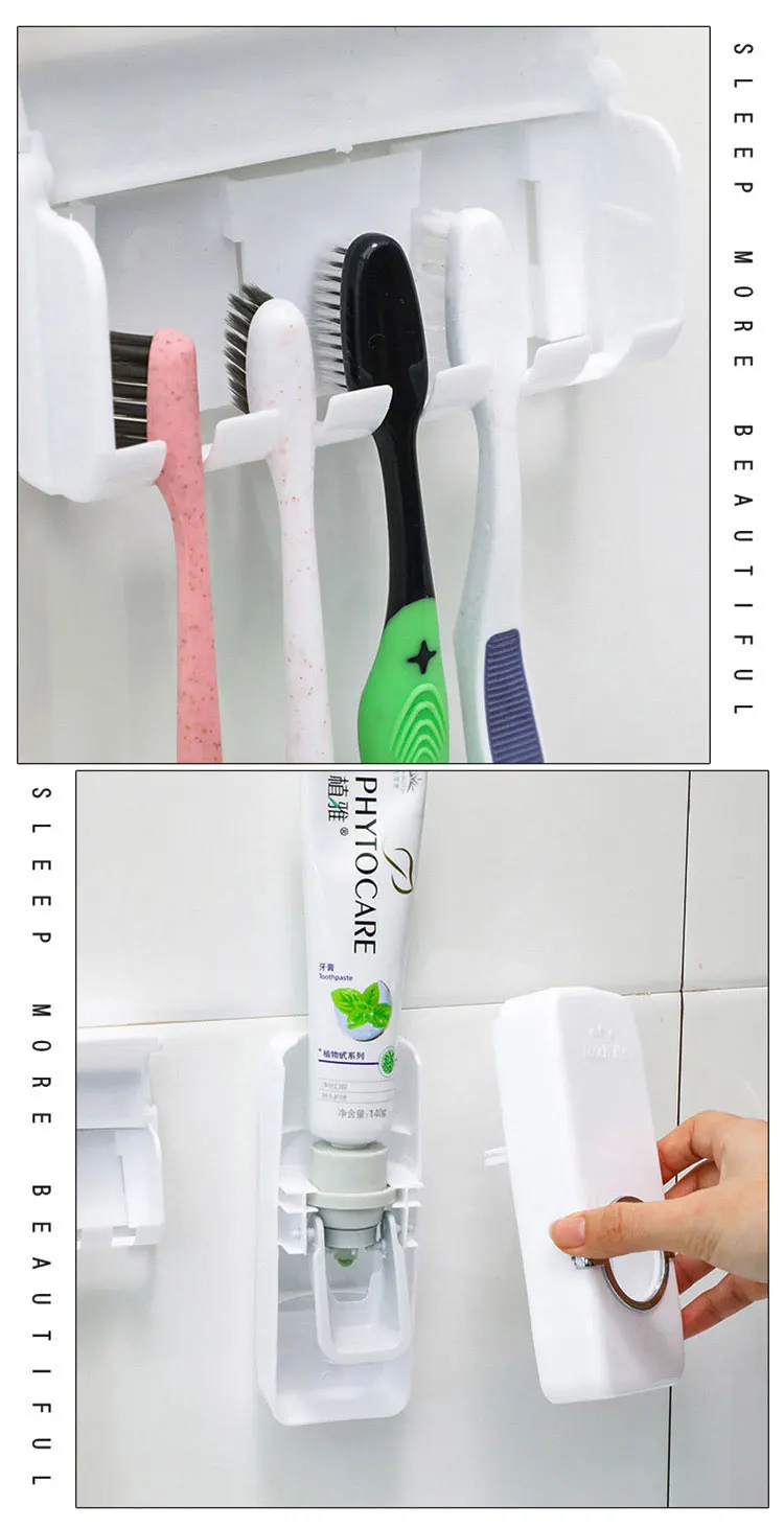 Dispensador de pasta de dientes, exprimidor de pasta dental, soporte  eléctrico para cepillo de dientes, organizador de pared de doble orificio,  accesorios de baño - AliExpress
