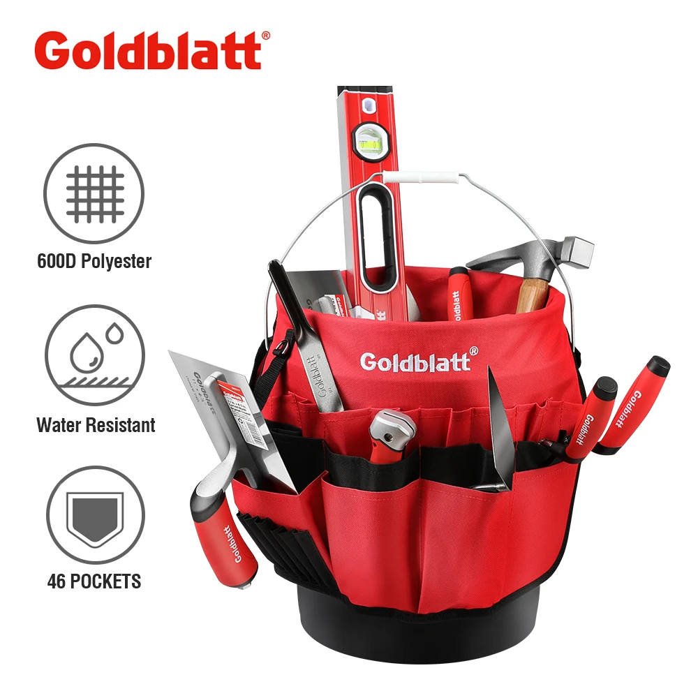 GOLDBLATT Bucket Tool Organizer 13 to 19L Bucket Portable Foldable Toolbox with 31 Storage Pockets Fits Tools Collection Bag