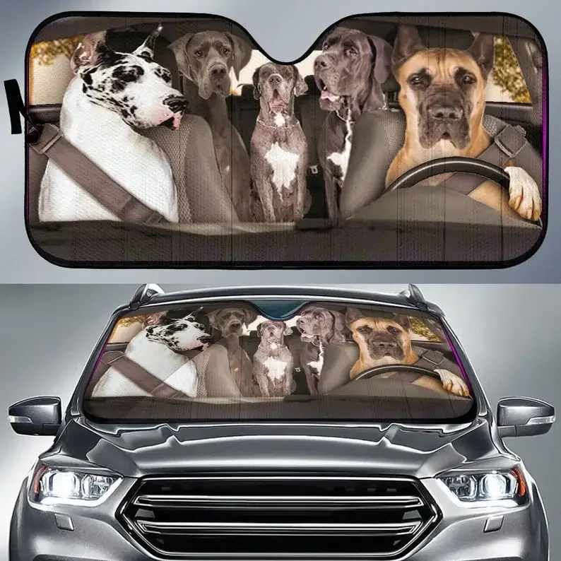 

Great Dane Dogs 2 Auto Sun Shade Dog Car Sun Shade Car Decor Custom Print Car Accessories Guardian Dogs Apollo Umbrella Shade