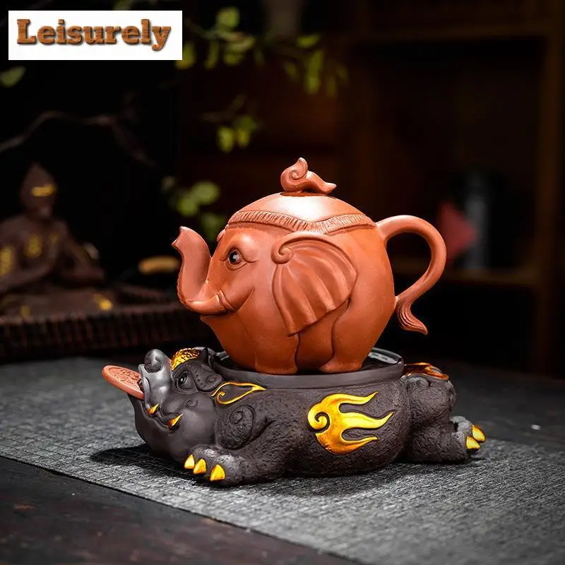 Creative Purple Clay Teapot Cute Elephant Model Filter Kettle Household Zisha Tea Set Chinese Customized Beauty Cha Tea Infuser