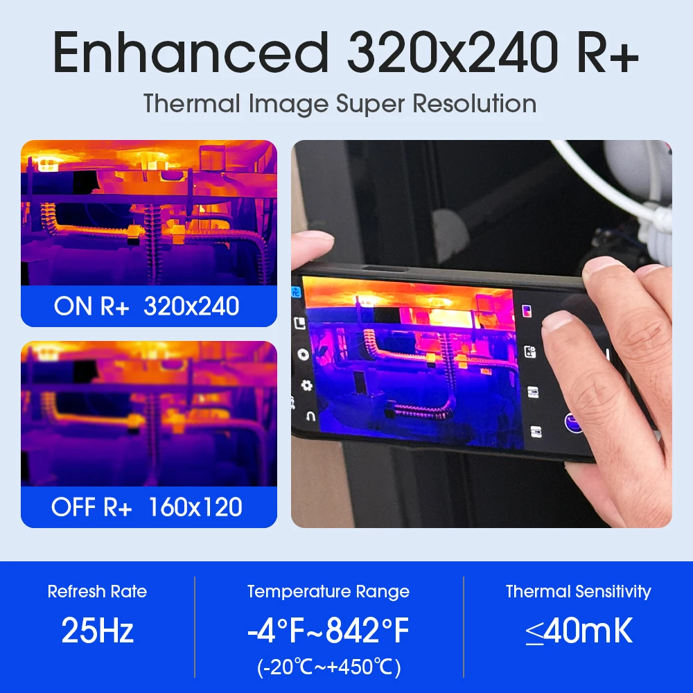 Thermal Camera with USB-C iOS & Android Device, 320x240 Super Resolution, 160x12