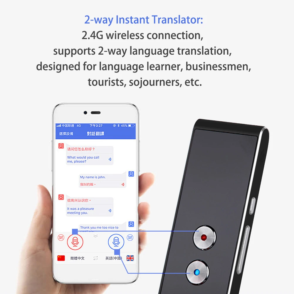 Voice Translator Language Translator Portable Two Way Voice Translators Devices 40 Languages Smart Translation Stick For IOS Android