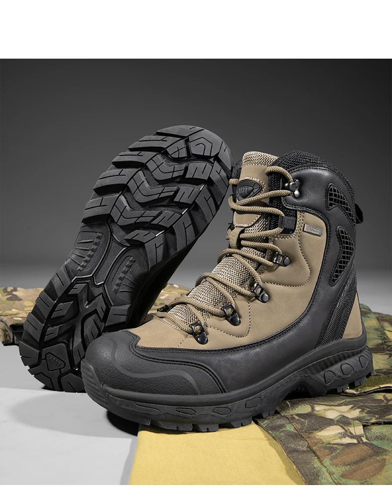 Fujeak Anti-slip Wear-resistant Work Shoes High Quality Military Boots Fashion Comfortable Desert Combat Boots Casual Mens Shoes