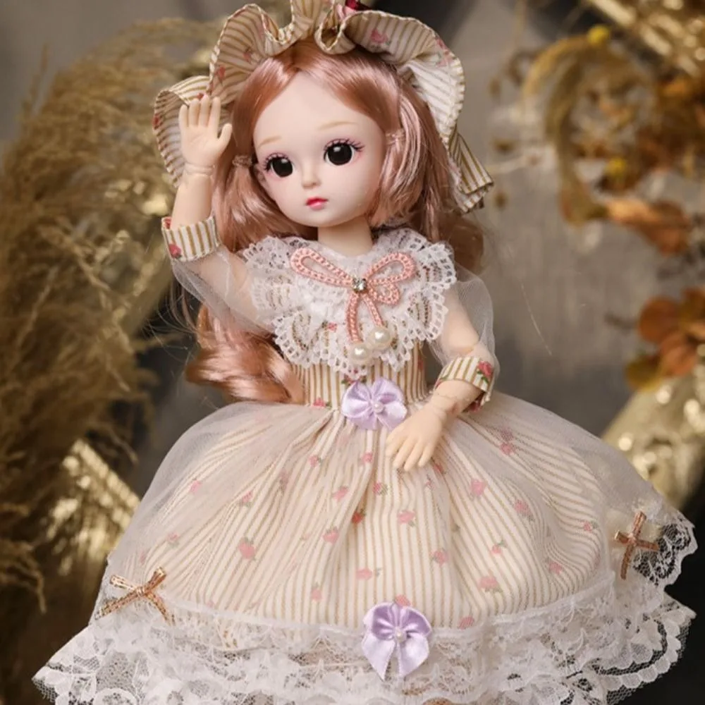 Cute Plastic 30CM Movable Joint Safety 3D Makeup Girl Dress Up With Music Baby Princess Children