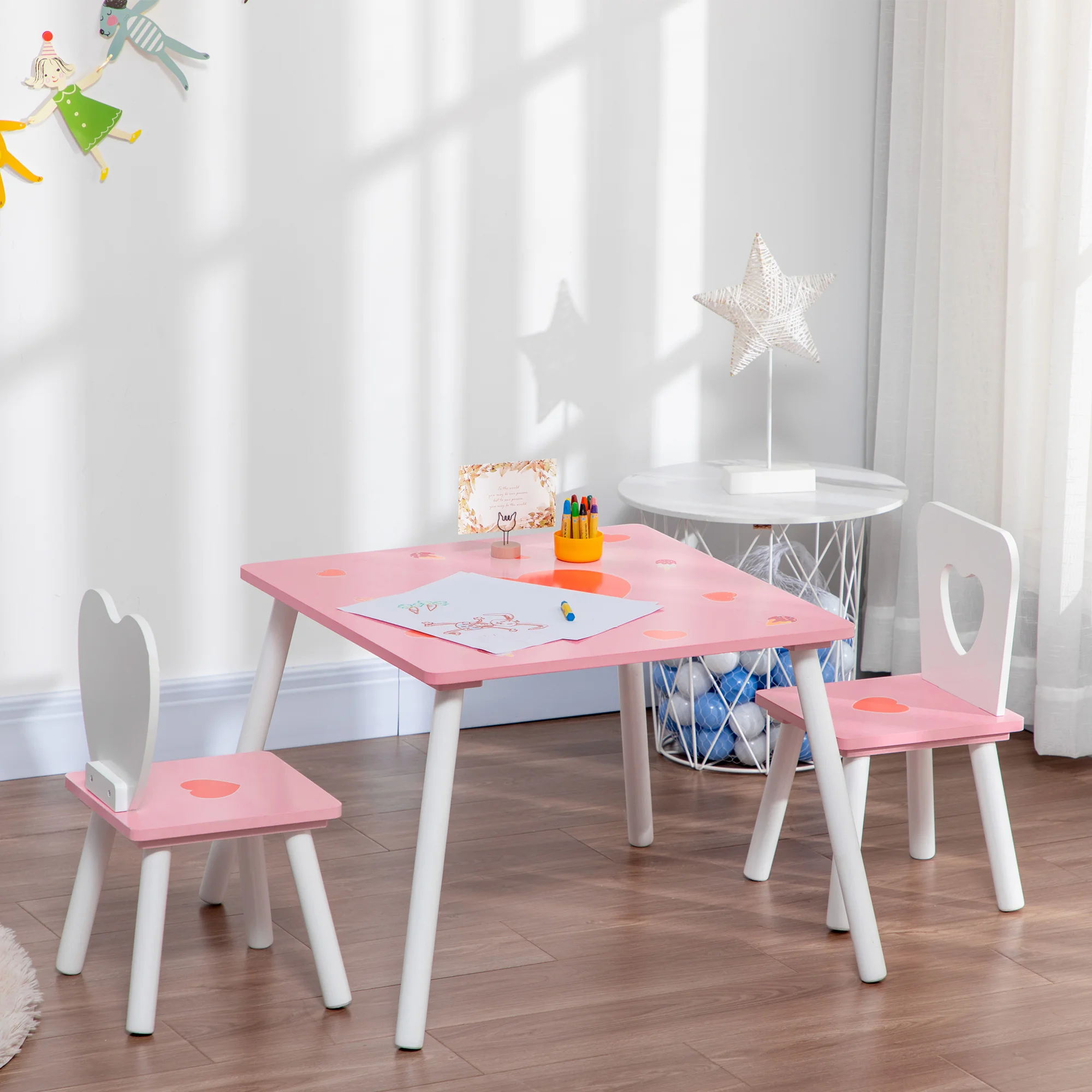 HOMCOM Juego de Mesa y Silla para Niños Pupitre Infantil 2 en 1