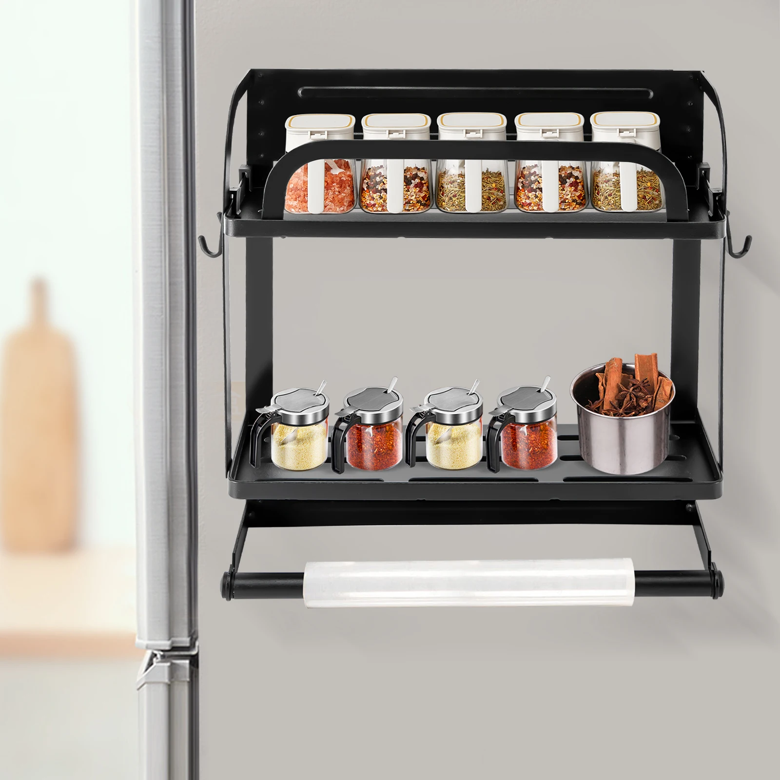 Refrigerator Magnetic Spice Rack Space Saving Kitchen Magnetic