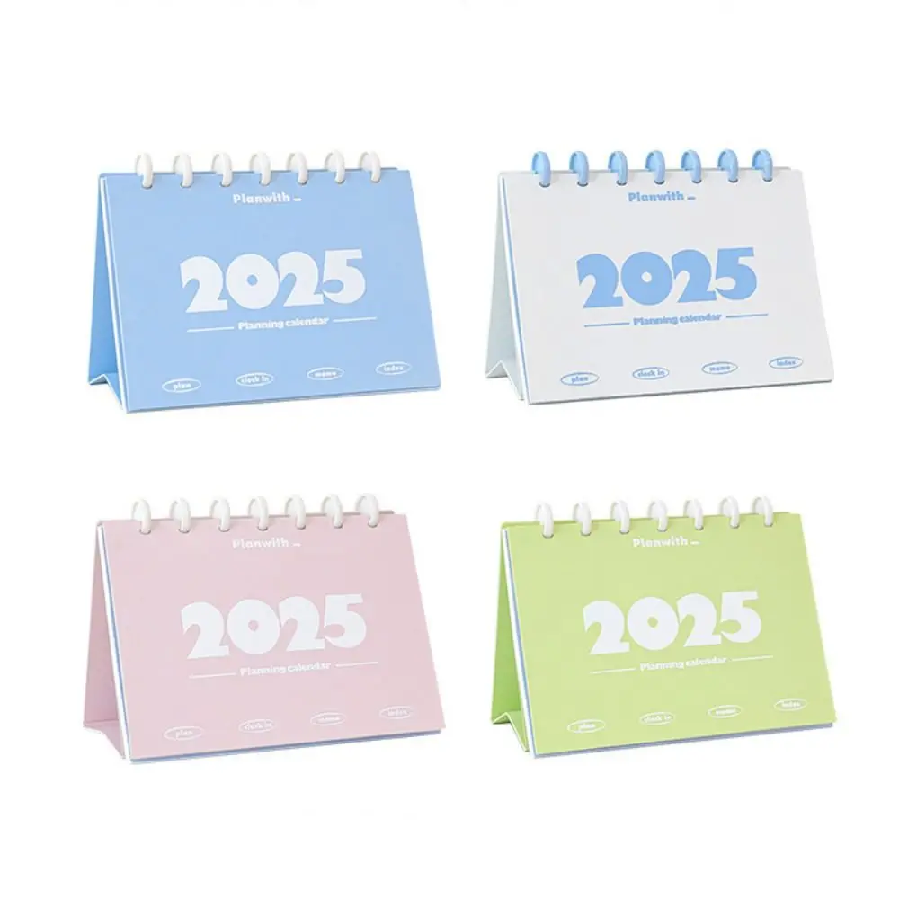 머쉬룸 버튼 2025 데스크 캘린더 스파이럴 스탠딩 플립 학습 계획 데스크 캘린더 플래닝 데일리 먼슬리 어젠다 오거나이저