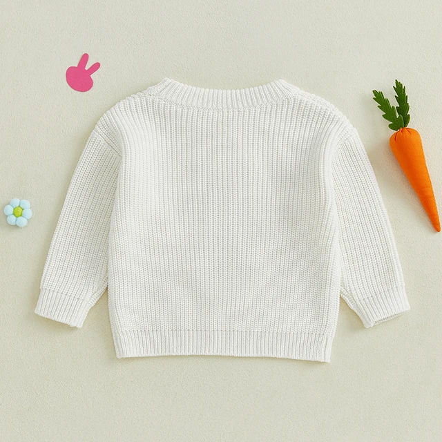 Adorable Baby Boys Girls Hooded Sweater with Cute Bunny Embroidery Cozy Knitwear for Infants and Toddlers Perfect for Easter