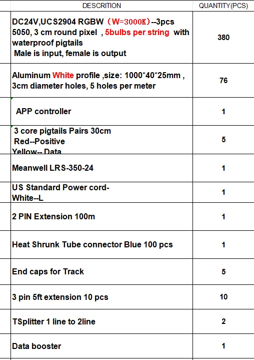 Description Picture 5 of itemSpecial order 250FT set Permanent Track lights UCS2904 RGBW 12V 24V Gems tone style Trim lights