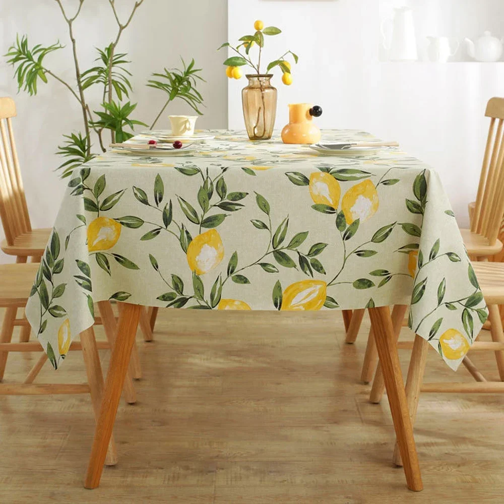 1x Lemon Pattern PVC Tablecloth Home Waterproof Oil Resistant Washable Dustproof Rectangular Tablecloth Kitchen Table Decoration 3