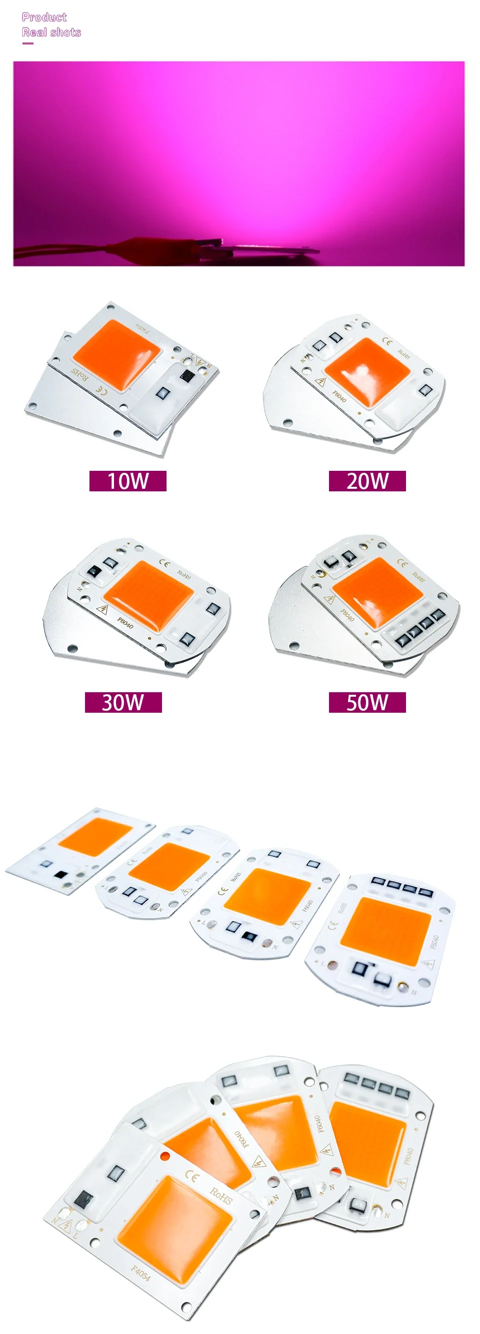 Description Picture 6 of itemLED Grow COB Light Chip Full Spectrum UV Lamp 110V 220V 10W 20W 30W 50W No Need Driver for Flower Seedling Grow Plant Lighting