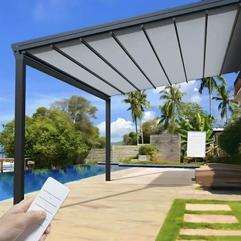 Motorized Retractable Aluminum Pergola Awning 1