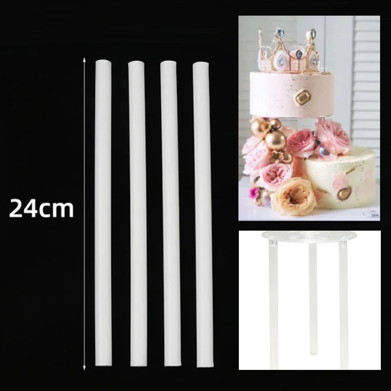 Cake Dowels 10Pcs 21cm/24cm/30cm White Plastic Cake Support Rods Round Dowels Straws Reusable
