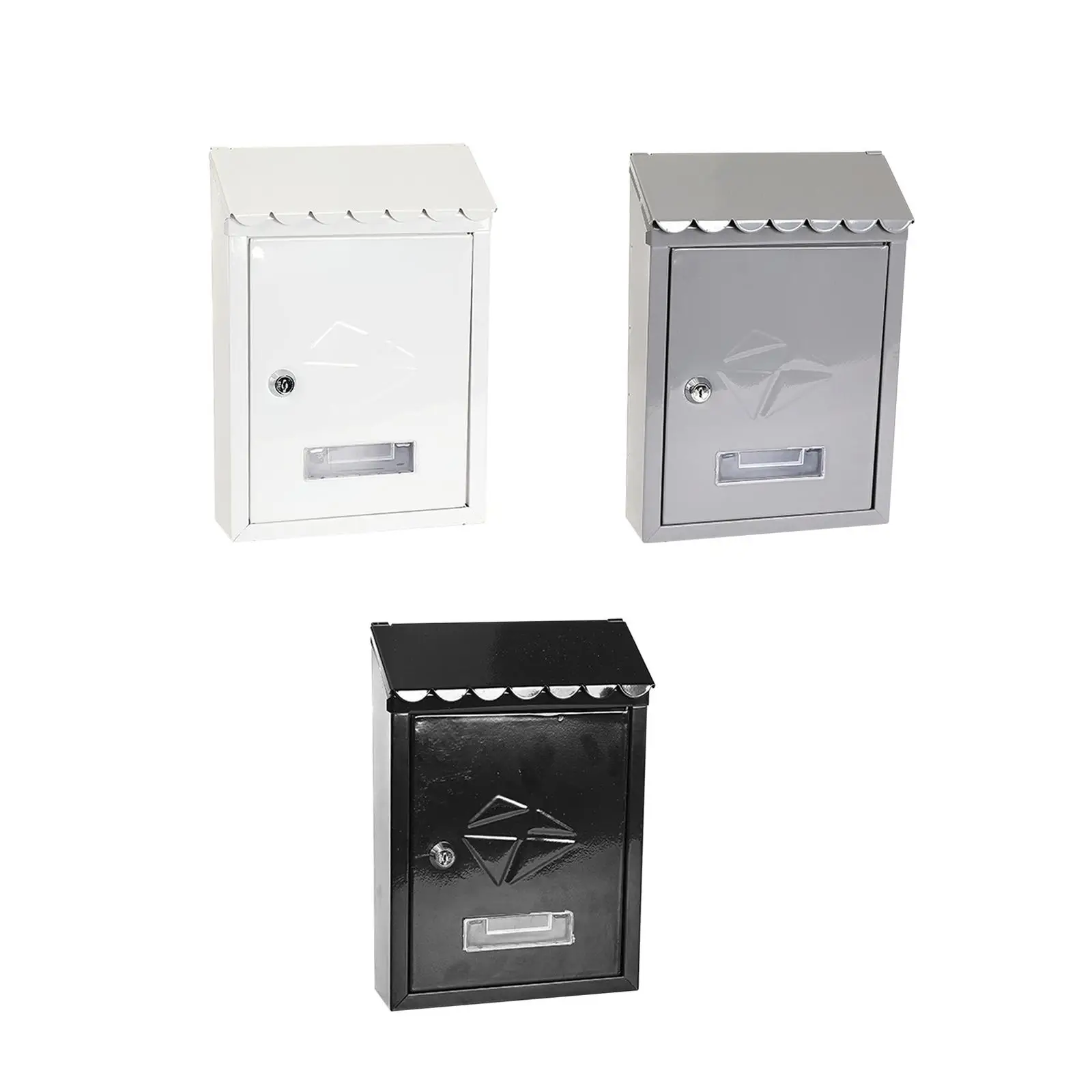 Wall Mounted Mailbox with Key with Lock Letterbox Post Box Newspaper Holder Box for Front Door Business Outdoor Gate Decor