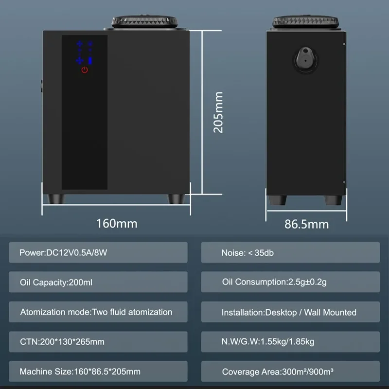 A300 HVAC Fragrance Scent Aroma Machine Bluetooth/wifi Electric Perfume Oil Diffuser for Hotel Lobby 200ml App Control 900cbm 5