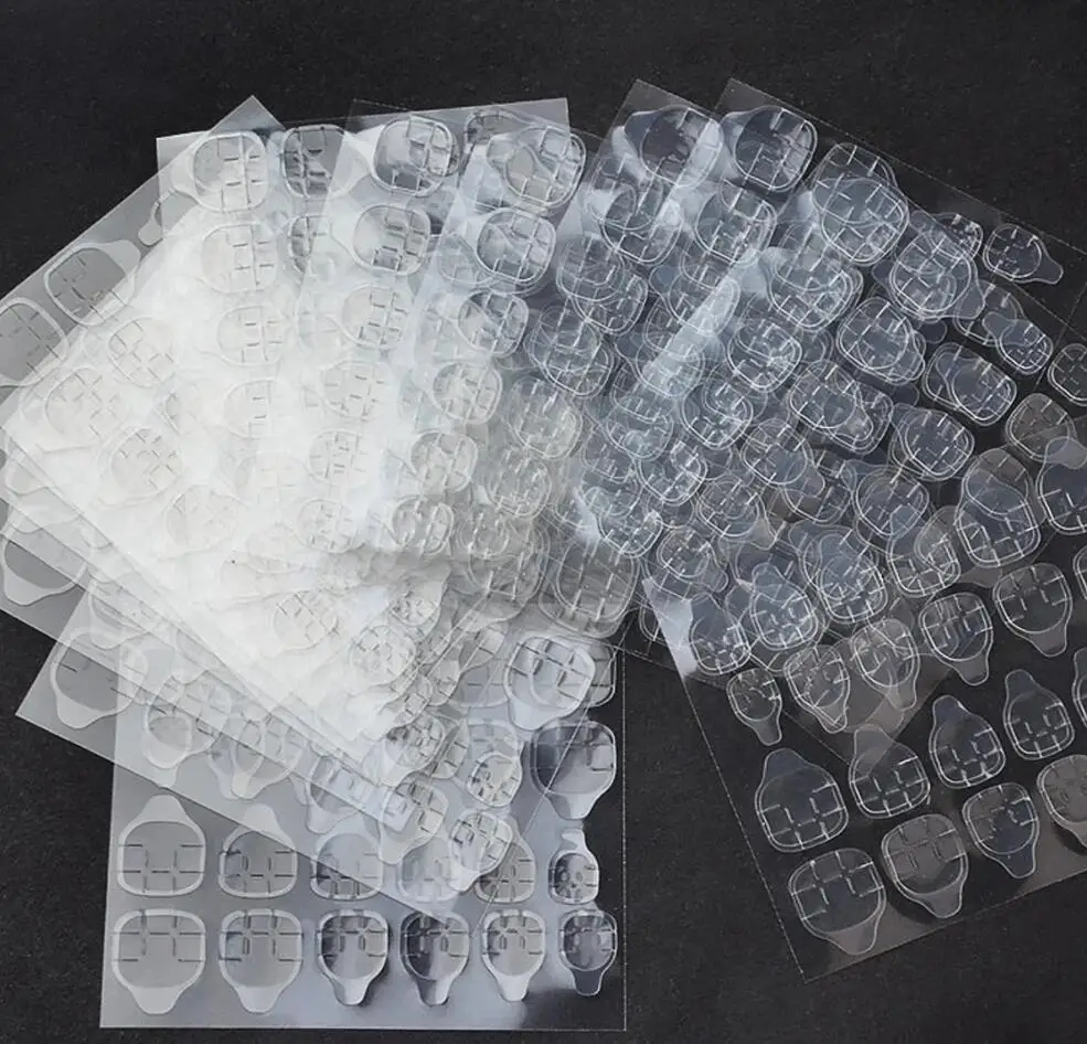 Adesivo Per Colla Adesiva A Doppio Lato Nastro Adesivo 10 Fogli Colla Per Unghie Per False False False Nail Sticker Linguette Di Colla Trasparente, 01