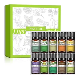 PHATOIL Aromatherapy Bliss: Essential Oil Collection - Lavender, Eucalyptus, Bergamot, Vanilla, Sandalwood, Tea Tree (10ml Each) - 10ml (10pcs Set)