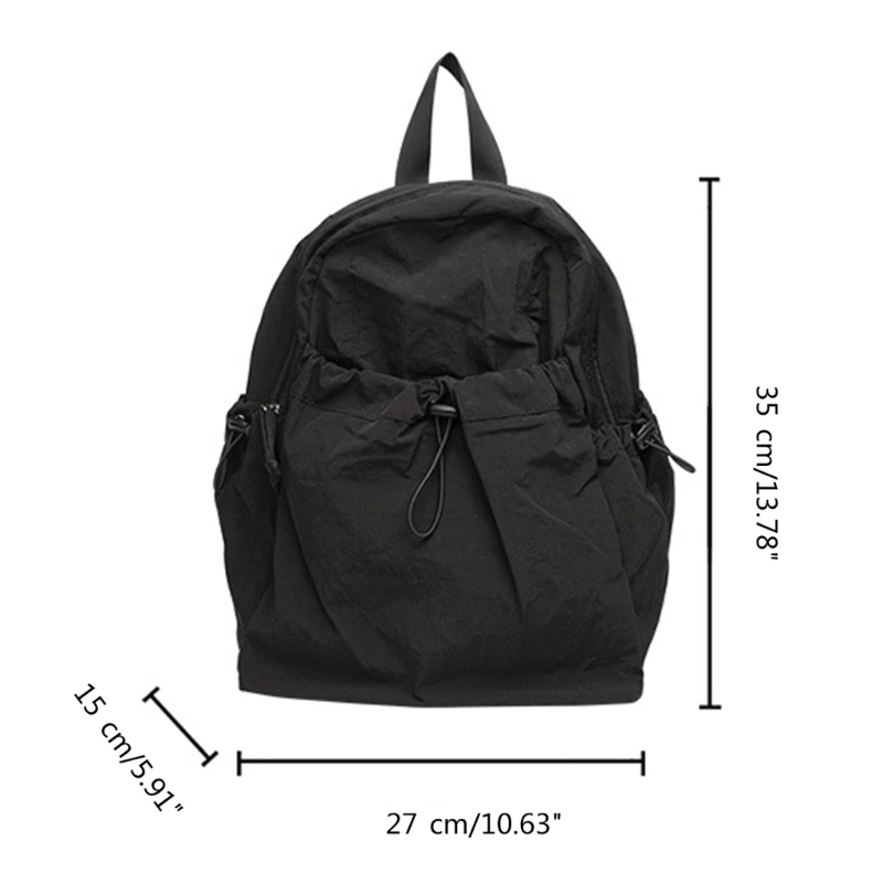 Large Capacity Pack for Girl College Travel Pack Students Solid Color Nylon Bags