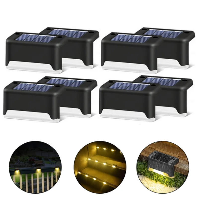 

LED Solar Step Lamps Path Stair Outdoor Gardens Lights Waterproof Balcony Lightings Decorations For Patio Stair Fence Warm White