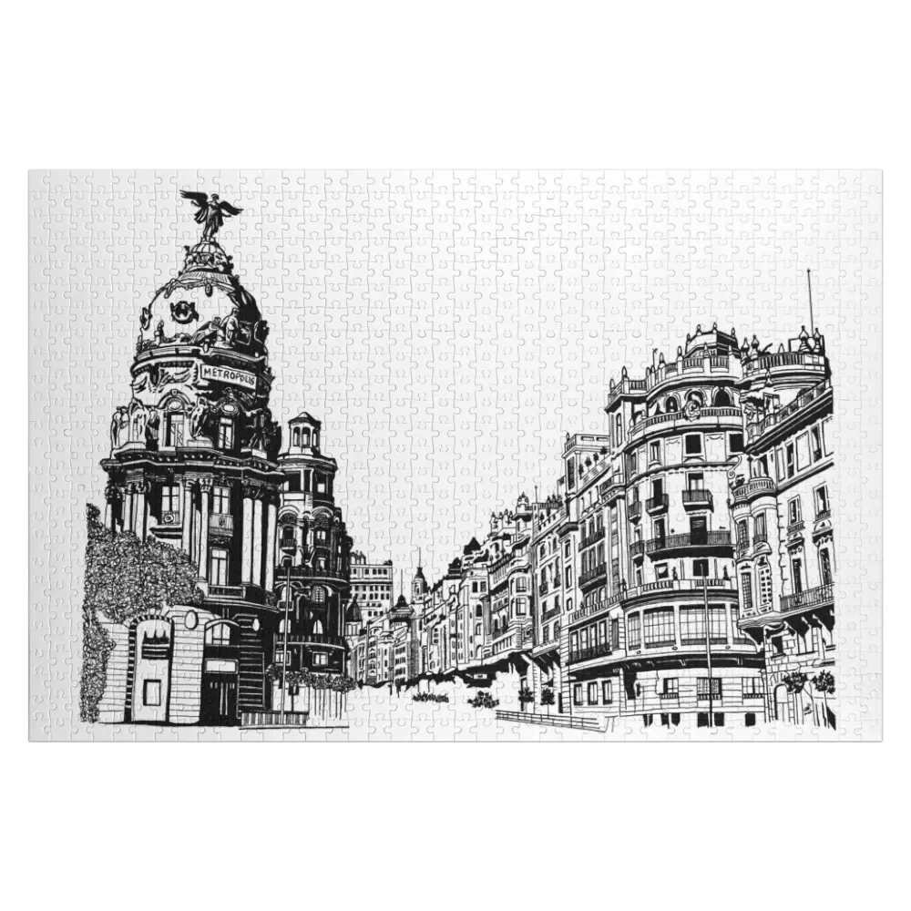 Gran Vía (Madrid) Spain Jigsaw Puzzle Personalized For Kids Wooden Decor Paintings Jigsaw For Kids Custom Jigsaw Puzzle