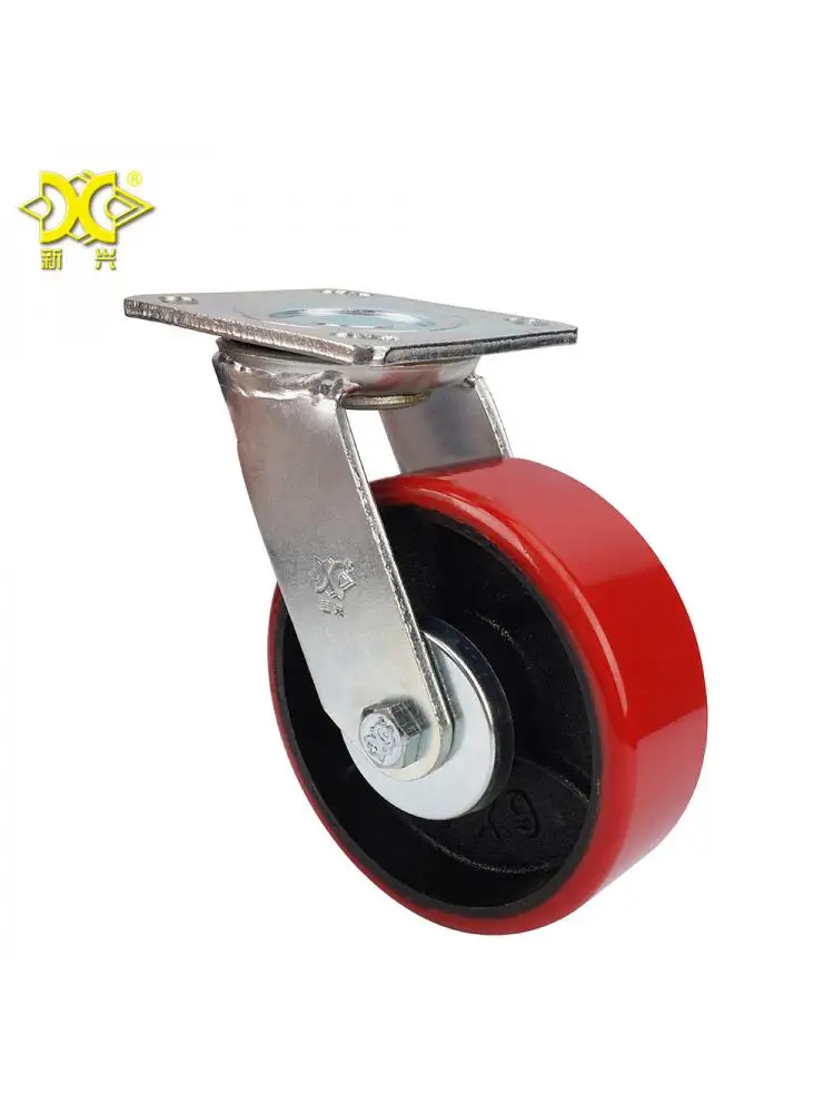 

1Pc 6-inch Cast Iron Polyurethane (pu) Double Bearing Brake Heavy-duty Caster/warehousing And Handling Turnover Trolley Wheel