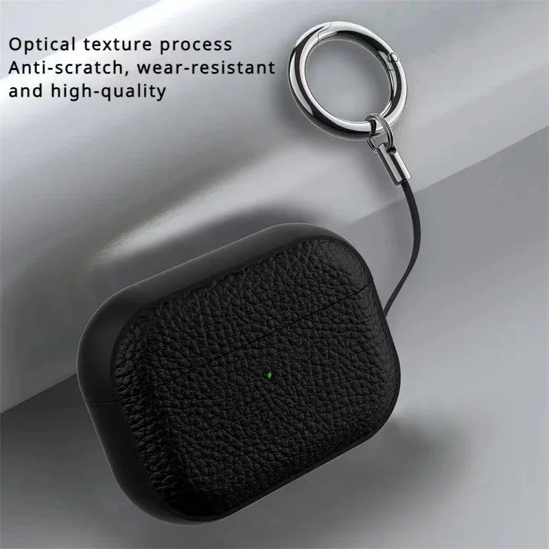 Luxus Leder Abdeckung Für AirPods 4 3 2 1 Business Kopfhörer Abdeckung Für Apple AirPods Pro 1 2 Headset Shell mit Haken Zubehör – Detail 5
