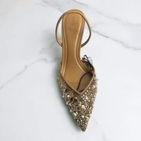 Brand High Heeled Formal Party Shoes for Lady Luxury Sequin Pearl Stiletto Elengat Mesh Slingbacks 2026 Women Modern Sandals - Image 3