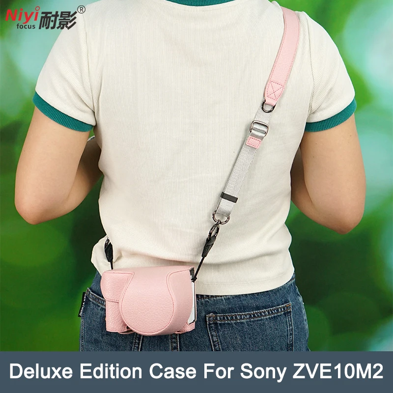PU 가죽 카메라 케이스 ZV-E10 II ZV-E10M2용 조절 가능한 어깨끈 탈부착 가능한 렌즈 커버가 있는 전체 보호 기능