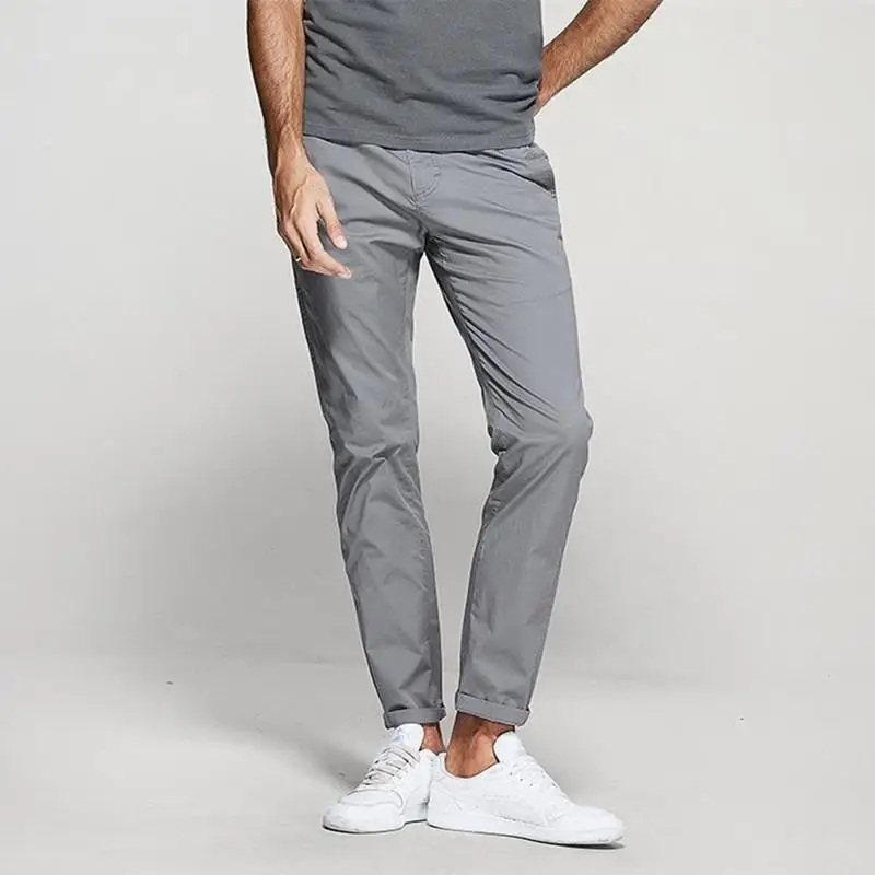 Size 28-38 Men Pants Spring Summer Autumn Casual Cotton Slim Straight Long Business Chinos Slacks Suit Pants Black