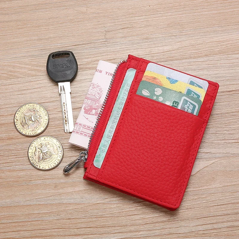 

New Multi-functional Driving ID Bag Leather Bank Card Bag Zipper Change Bag Head Layer Cattle Pickup Clip Card Sleeve