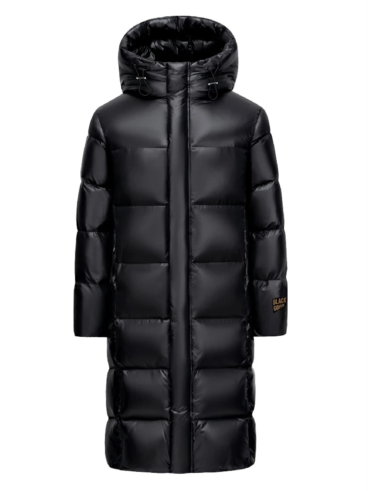 Men's Women Thick Winter Warm X-long Jackets 90% White Goose Down Couple Hooded Coat
